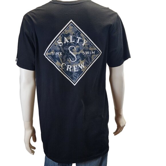 Salty Crew Mens Black T-Shirt Large Cotton Graphic Tee Casual Apparel - Picture 2 of 8